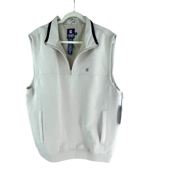 Chaps Golf Mens Lightweight Sleeveless Vest Size L Beige Rayon Blend 1/4 Zip - Picture 8 of 9